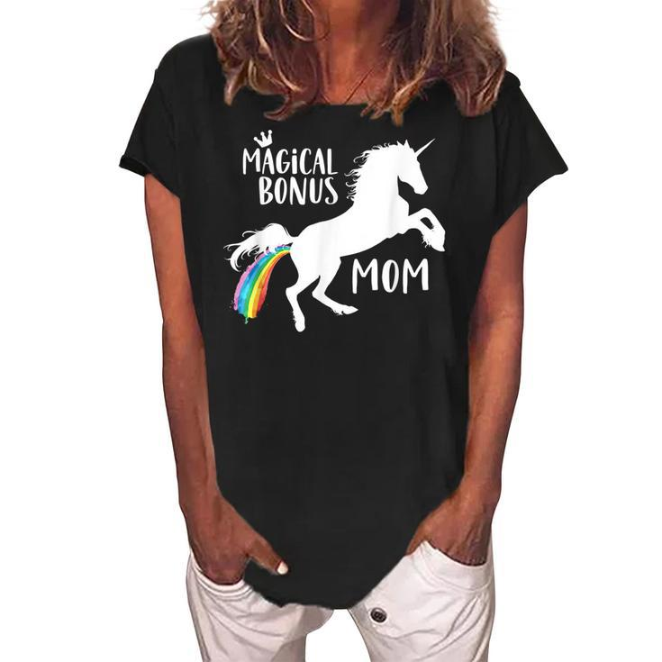 Magical Bonus Mom Unicorn Stepmother Best Stepmom Ever Gift Women's Loosen Crew Neck Short Sleeve T-Shirt