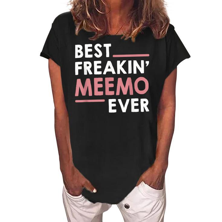 Meemo For Women Grandma Cute Best Freakin Meemo Ever Women's Loosen Crew Neck Short Sleeve T-Shirt