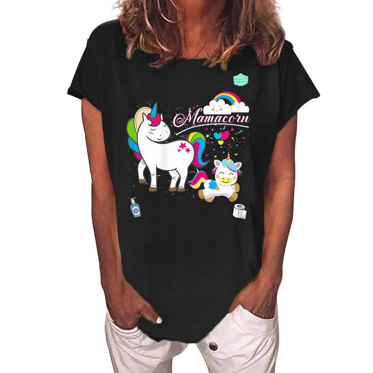 Mom Unicorn Baby  Plus Size Gift For Womens Women's Loosen Crew Neck Short Sleeve T-Shirt