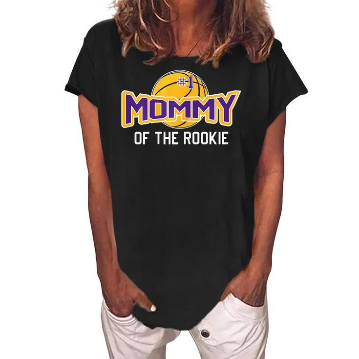 Mommy Of Rookie 1St Birthday Basketball Theme Matching Party Gift For Womens Women's Loosen Crew Neck Short Sleeve T-Shirt