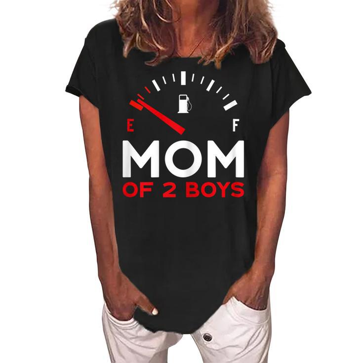 Mother Of 2 Boys Mothers Day Mom Gift For Womens Women's Loosen Crew Neck Short Sleeve T-Shirt