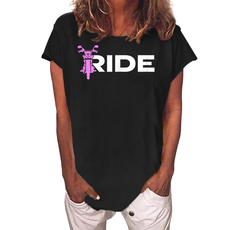 Motorcycle Ride Motorbike Biker Girl Gift For Womens Women's Loosen Crew Neck Short Sleeve T-Shirt