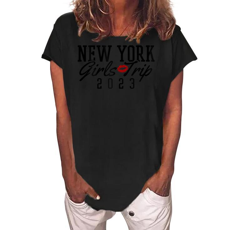 New York Girls Trip 2023 Nyc Vacation Outfit Matching Group Gift For Womens Women's Loosen Crew Neck Short Sleeve T-Shirt