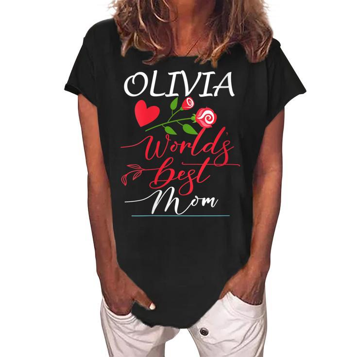 Personalized Named Gifts For Mothers With Olivia Name Gift For Womens Women's Loosen Crew Neck Short Sleeve T-Shirt
