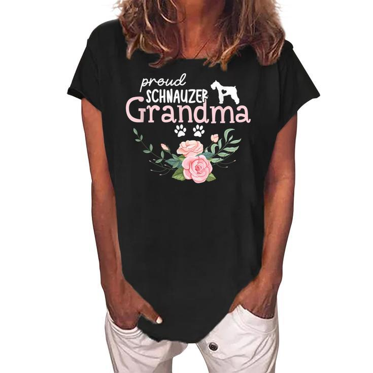 Schnauzer Grandma Dog Gifts Mimi Dog Mom Lover Mothers Day Women's Loosen Crew Neck Short Sleeve T-Shirt