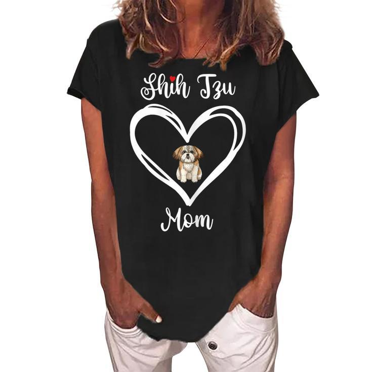 Shih Tzu Mama I Love My Shih Tzu Mom Gift For Womens Women's Loosen Crew Neck Short Sleeve T-Shirt