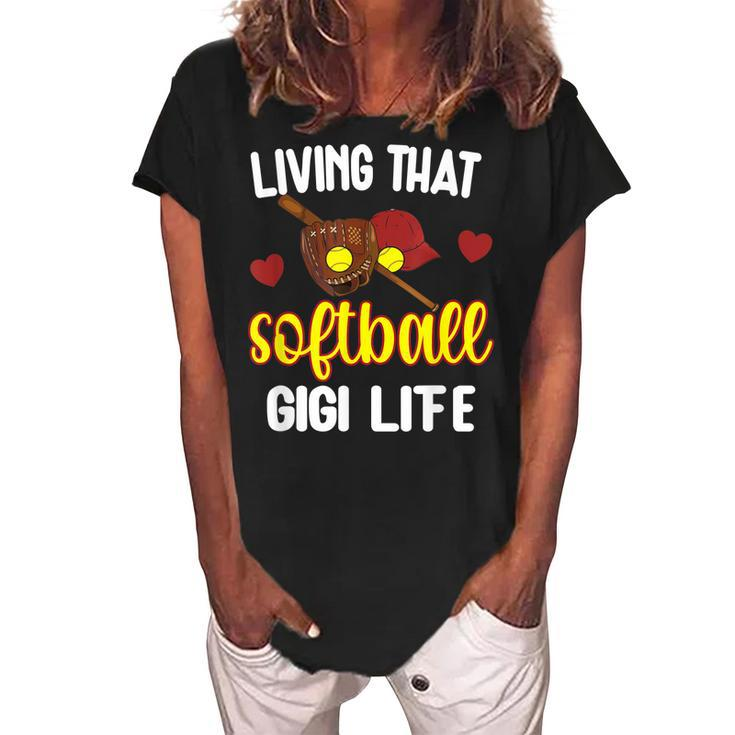 Softball Gigi Life | Baseball Lover Softball Grandma Gigi Women's Loosen Crew Neck Short Sleeve T-Shirt