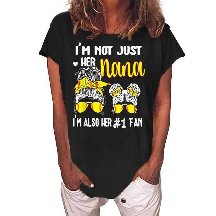 Softball Grandma Nana Granddaughter Softball Nana Women's Loosen Crew Neck Short Sleeve T-Shirt