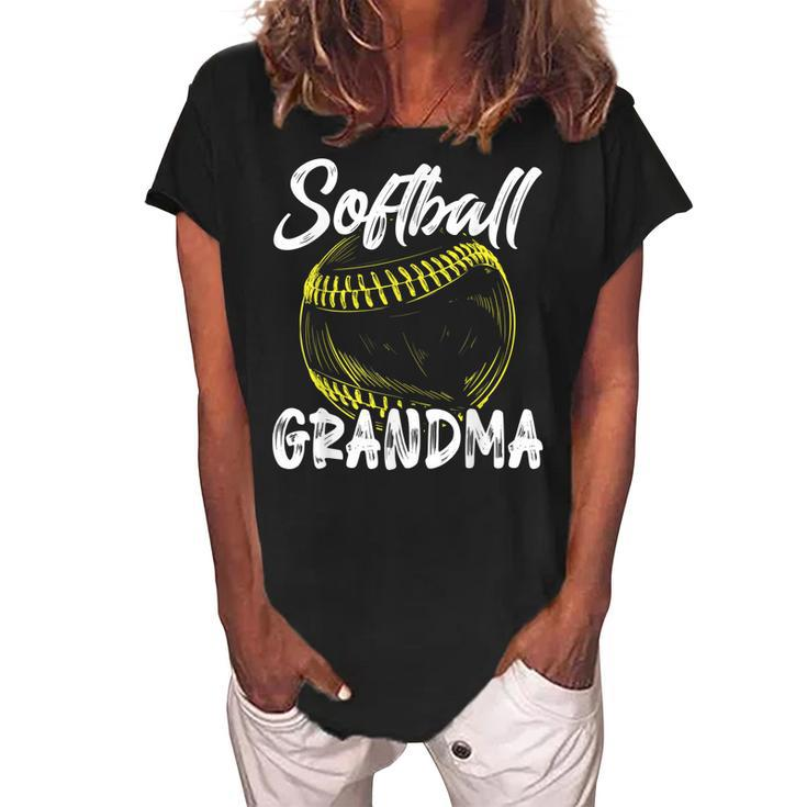 Softball Grandma Women Family Matching Players Mothers Day Women's Loosen Crew Neck Short Sleeve T-Shirt
