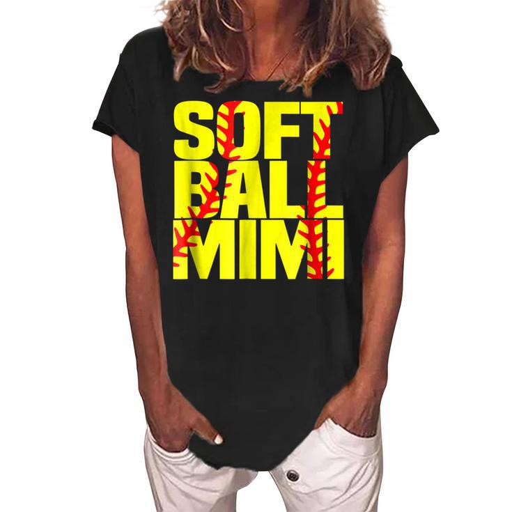 Softball Mimi  Proud Grandma Women's Loosen Crew Neck Short Sleeve T-Shirt