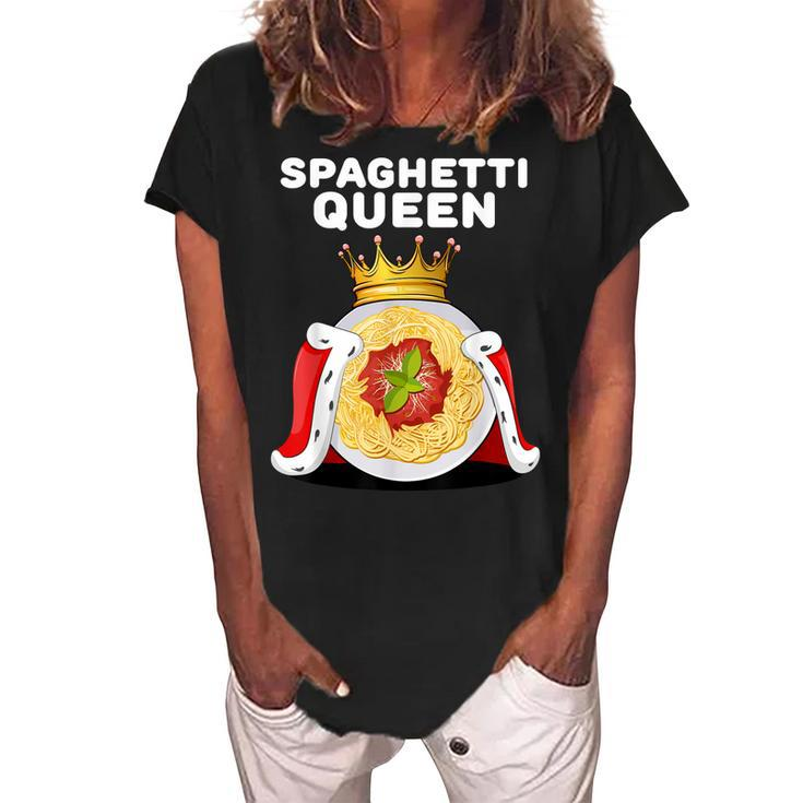 Spaghetti Queen | Womens Pasta Lover  | Girls Spaghetti Women's Loosen Crew Neck Short Sleeve T-Shirt