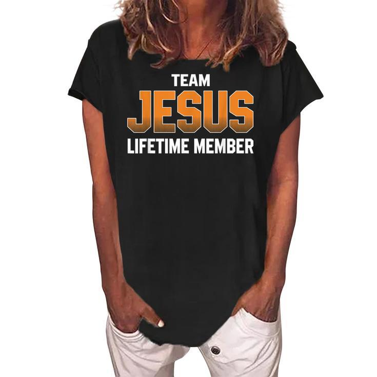 Team Jesus Lifetime Member Gifts For Jesus Lovers Men Women Women's Loosen Crew Neck Short Sleeve T-Shirt