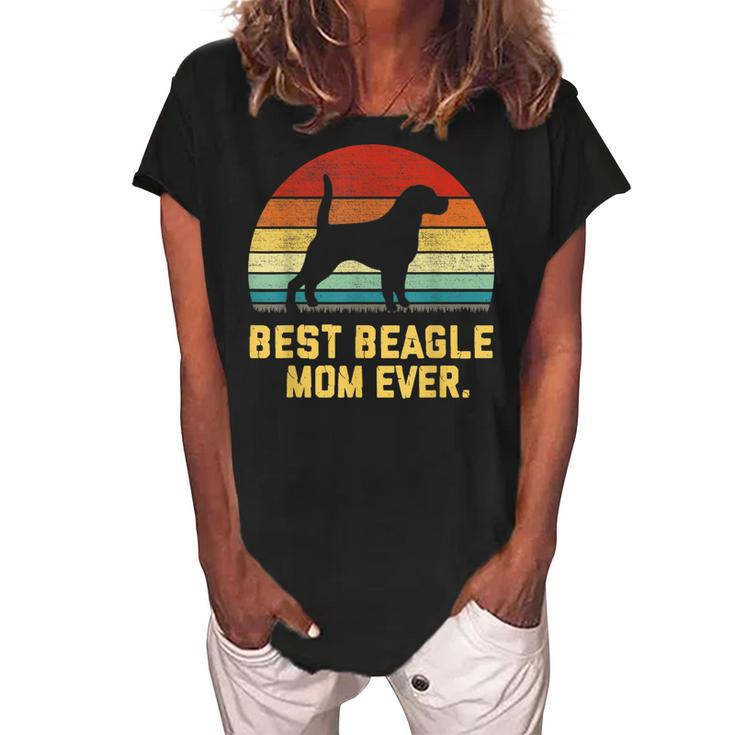 Vintage Best Beagle Mom Ever Women's Loosen Crew Neck Short Sleeve T-Shirt