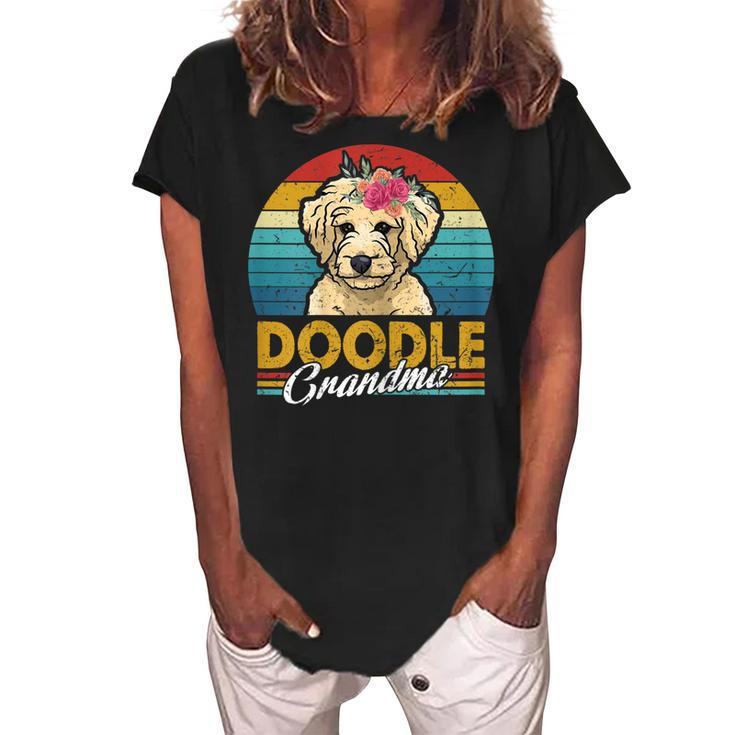 Vintage Doodle Grandma Costume Cute Dog Mom Gift Puppy Women's Loosen Crew Neck Short Sleeve T-Shirt