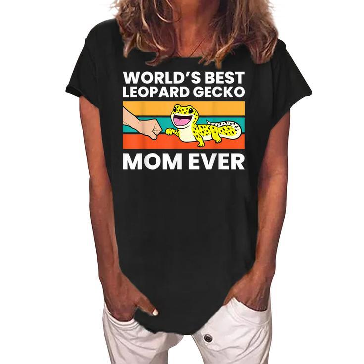 Worlds Best Leopard Gecko Mom Ever Women's Loosen Crew Neck Short Sleeve T-Shirt