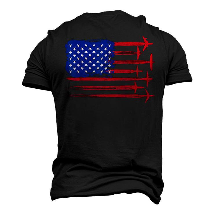 Aircraft American Flag Airplane Pilot 4Th Of July Aviation Men's 3D T-Shirt Back Print