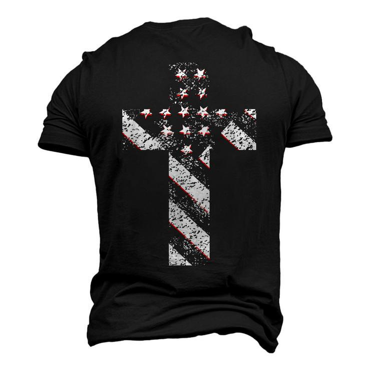 American Usa Flag Freedom Cross Military Style Army Mens Men's 3D T-Shirt Back Print