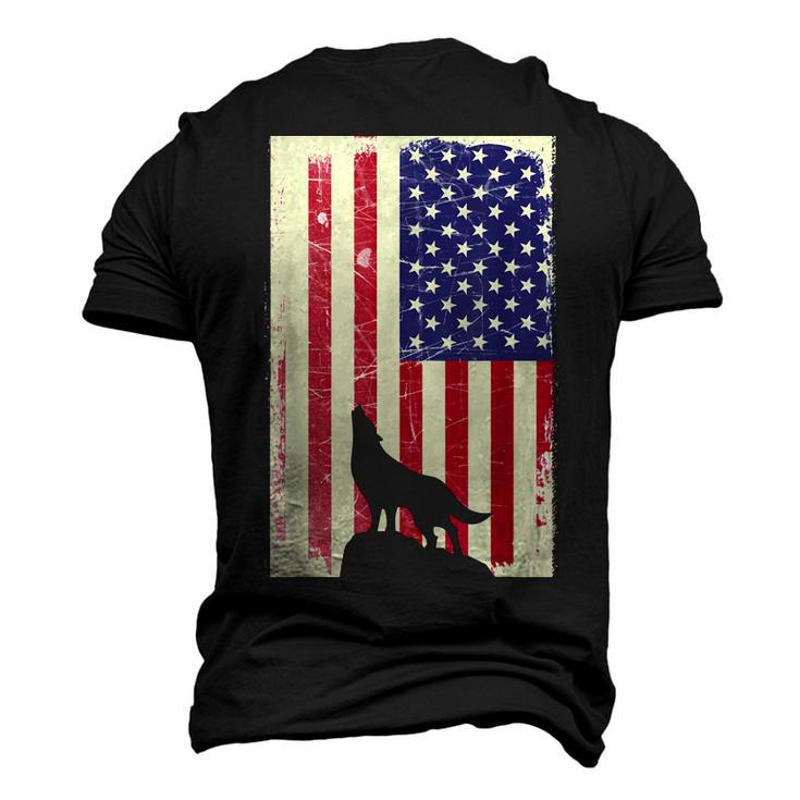 American Wolf Hunter Patriotic For Dad Fathers Day Men's 3D T-Shirt Back Print
