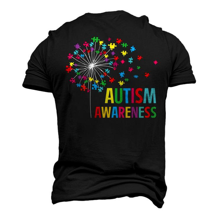 Autism Awareness Dandelion Puzzle Piece Dad Mom Autistic Men's 3D T-Shirt Back Print