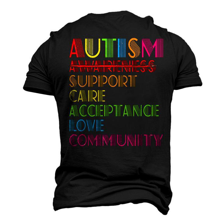 Autism Awareness Support Care Acceptance Ally Dad Mom Kids Men's 3D T-Shirt Back Print