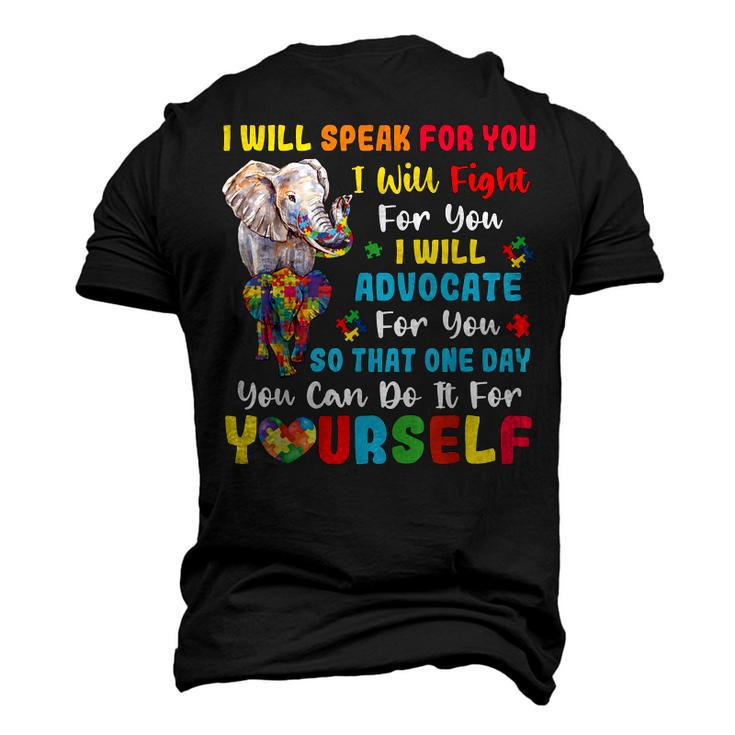 Autism Mom Dad Elephant Autism Awareness Women Men Autistic Men's 3D T-Shirt Back Print