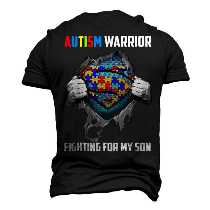 Autism Warrior Fighting For My Son Autism Mom Dad Parents Men's 3D T-Shirt Back Print