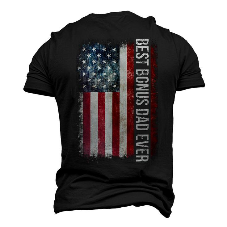 Best Bonus Dad Ever Fathers Day American Flag For Dad Men's 3D T-Shirt Back Print