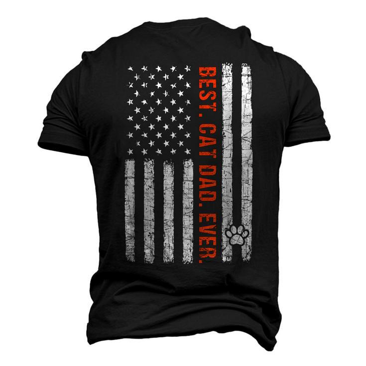 Best Cat Dad Ever American Flag Fathers Day Cat Lover Men's 3D T-shirt Back Print