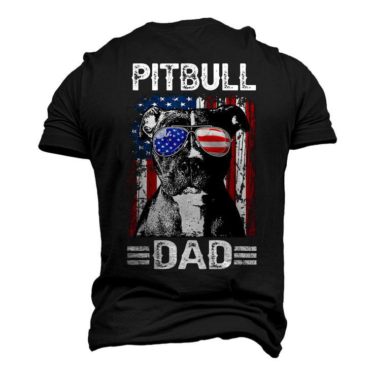 Best Pitbull Dad Ever American Flag 4Th Of July Men's 3D T-shirt Back Print