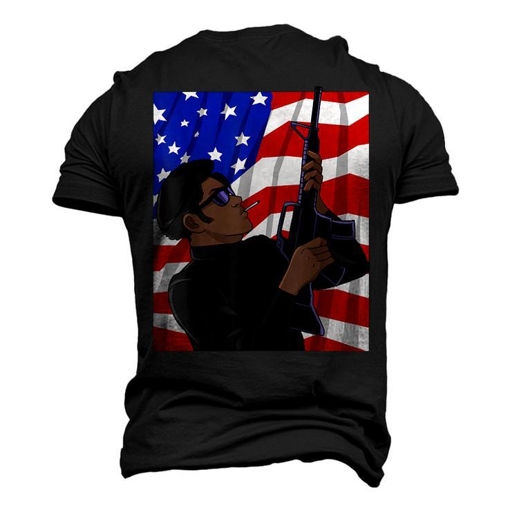 Black Soldier African American Military Veteran Us Flag Men's 3D T-Shirt Back Print