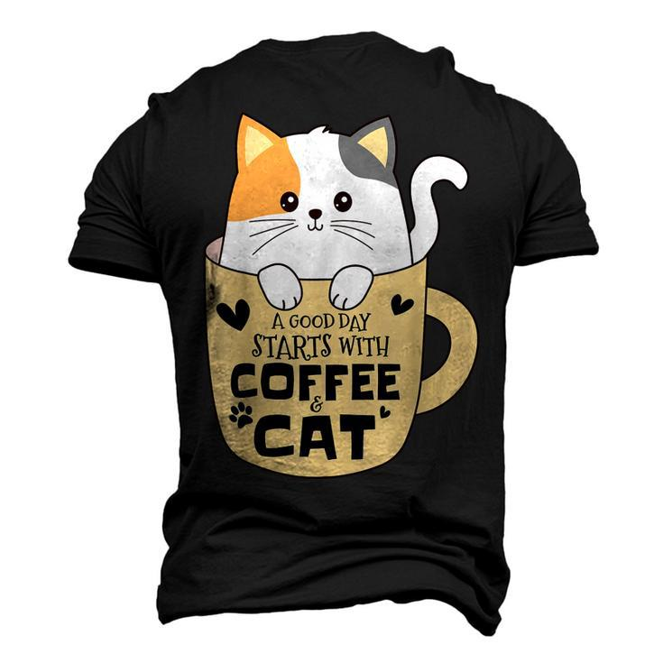 Cat Cat Mom Cat Dad Cat Lovers Coffee Lover Men's 3D T-Shirt Back Print