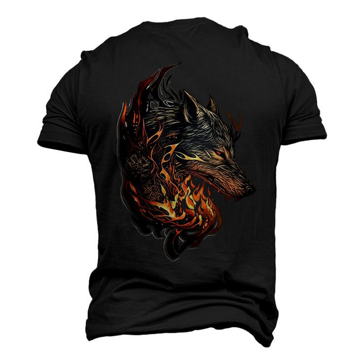 Celtic Wolf Fenrir Viking Nordic Vikings Flames Dad Themed Men's 3D T-Shirt Back Print
