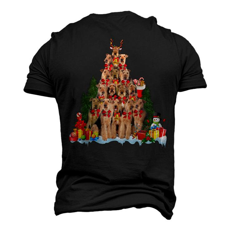 Christmas Pajama Airedale Terrier Xmas Tree Dog Dad Mom Men's 3D T-Shirt Back Print