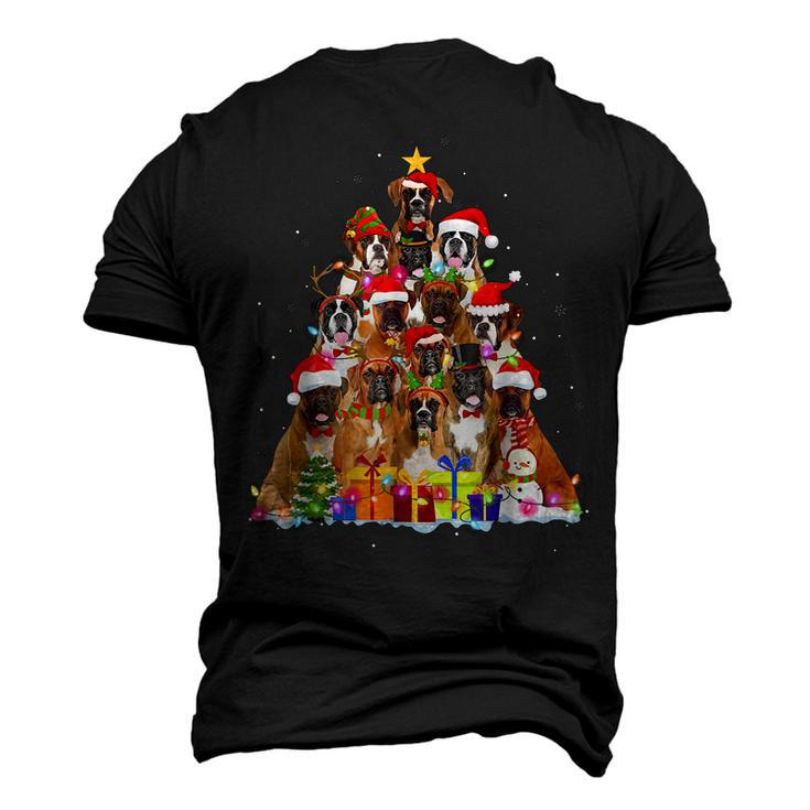 Christmas Pajama Boxer Tree Xmas Puppy Dog Dad Mom Men's 3D T-Shirt Back Print