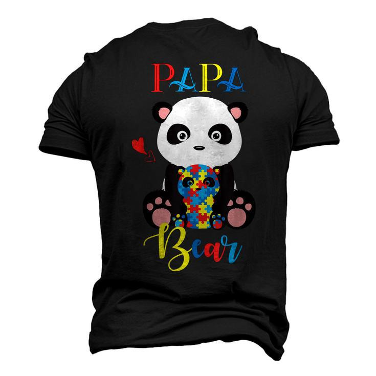 Cute Panda Bear Lovers Papa Panda Autism Father Puzzle Baby Men's 3D T-Shirt Back Print