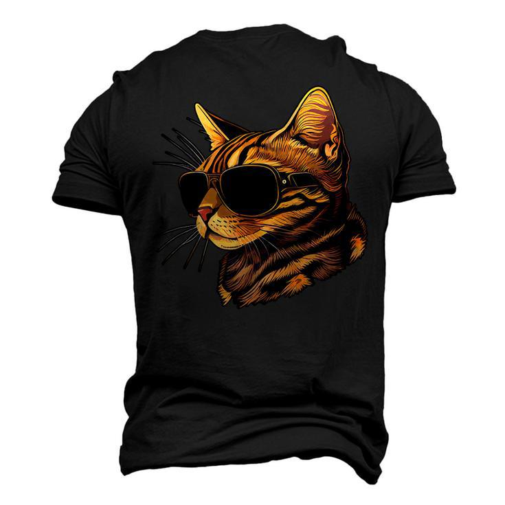Dad Mom Cat Sunglasses Bengal Cat Men's 3D T-Shirt Back Print
