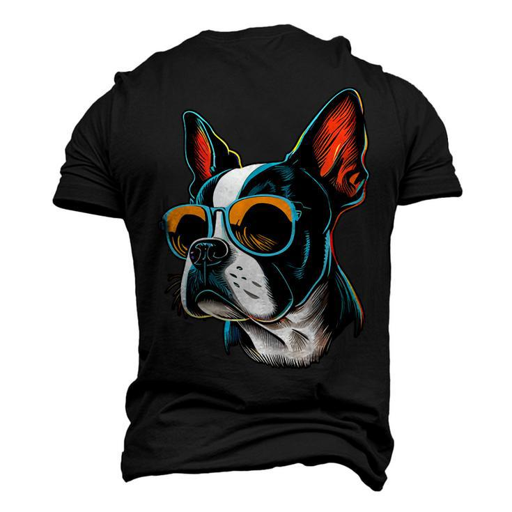 Dad Mom Cool Dog Sunglasses Boston Terrier Men's 3D T-Shirt Back Print