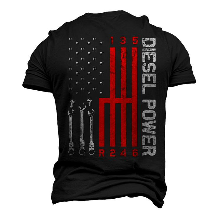 Diesel Mechanic Shifting Gear American Flag Drag Racer Men's 3D T-Shirt Back Print