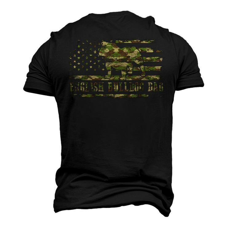 English Bulldog Dad Camouflage American Flag Patriotic Dog Men's 3D T-shirt Back Print