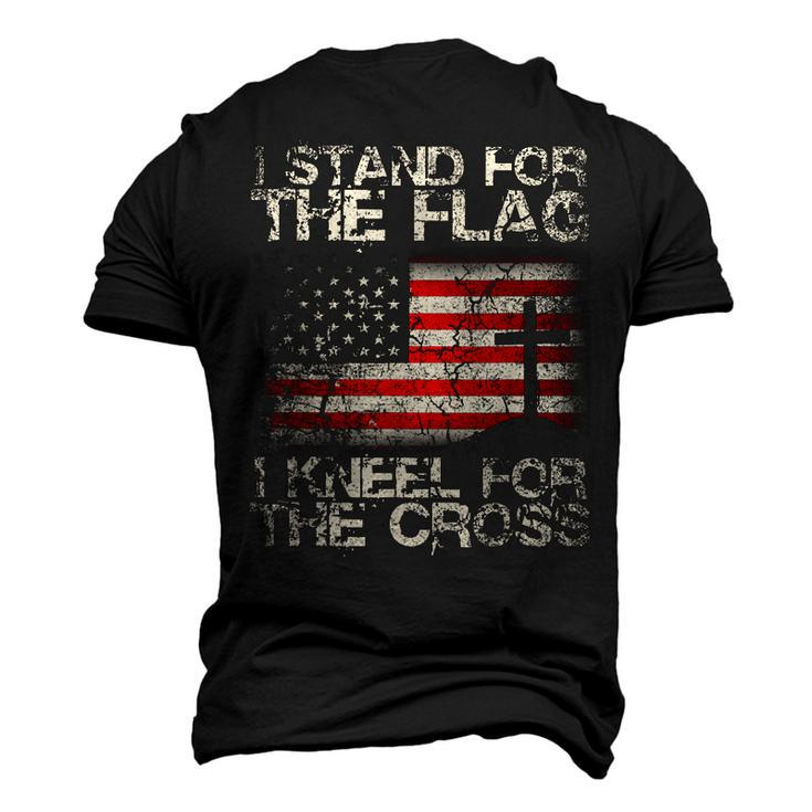 Epic I Stand For The Flag I Kneel For The Cross Military Men's 3D T-Shirt Back Print
