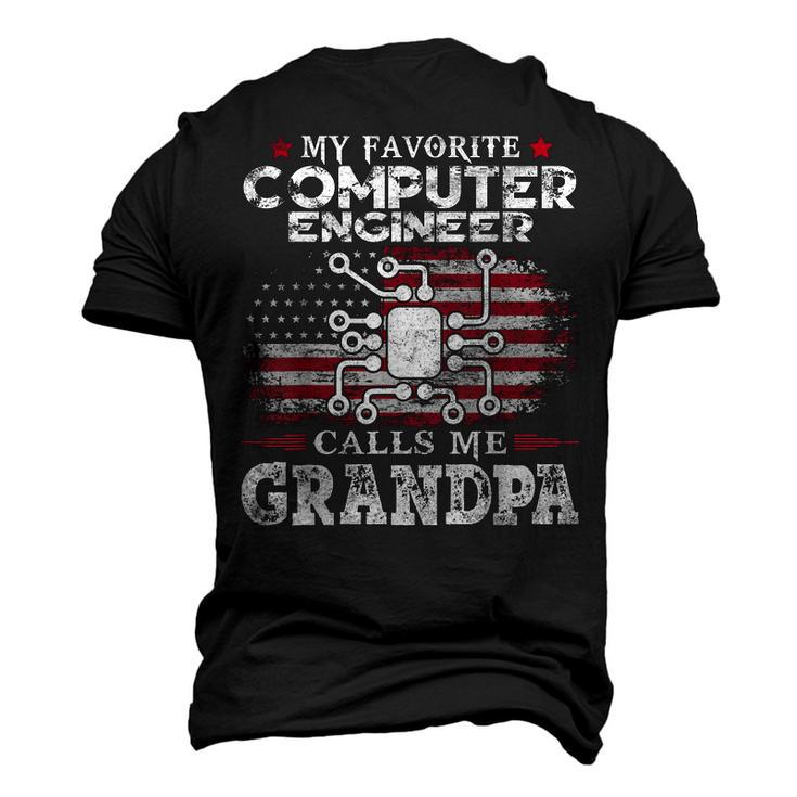 My Favorite Computer Engineer Calls Me Grandpa Usa Flag Papa Men's 3D T-Shirt Back Print