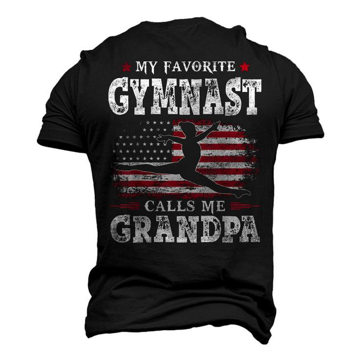 My Favorite Gymnast Calls Me Grandpa Usa Flag Father Men's 3D T-Shirt Back Print