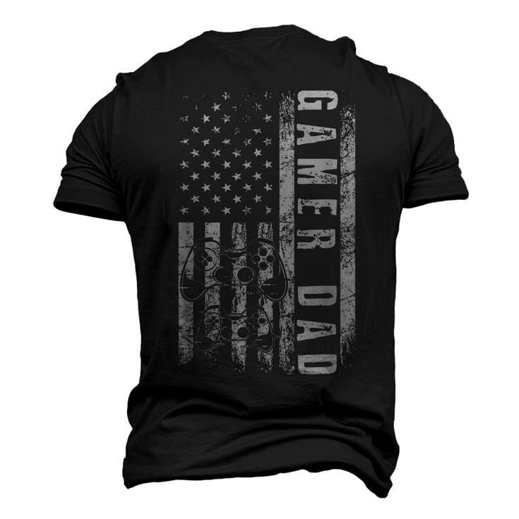 Gamer Dad American Flag Video Gaming Fathers Day Men's 3D T-Shirt Back Print
