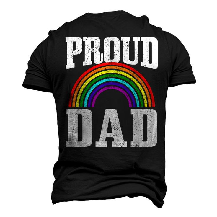 Gay Pride Proud Dad Parent Lgbtq Rainbow Flag Gay Son Men's 3D T-Shirt Back Print