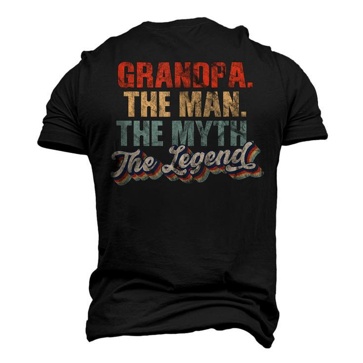 Grandpa The Man The Myth The Legend Navy Blue Fathers Day Men's 3D T-shirt Back Print