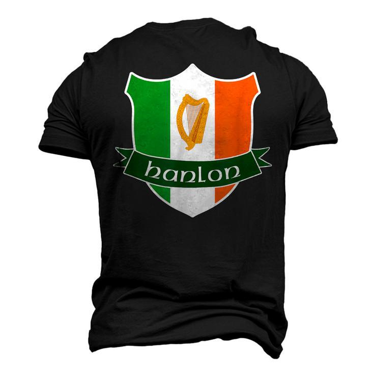 Hanlon Irish Name Ireland Flag Harp Family Men's 3D T-shirt Back Print