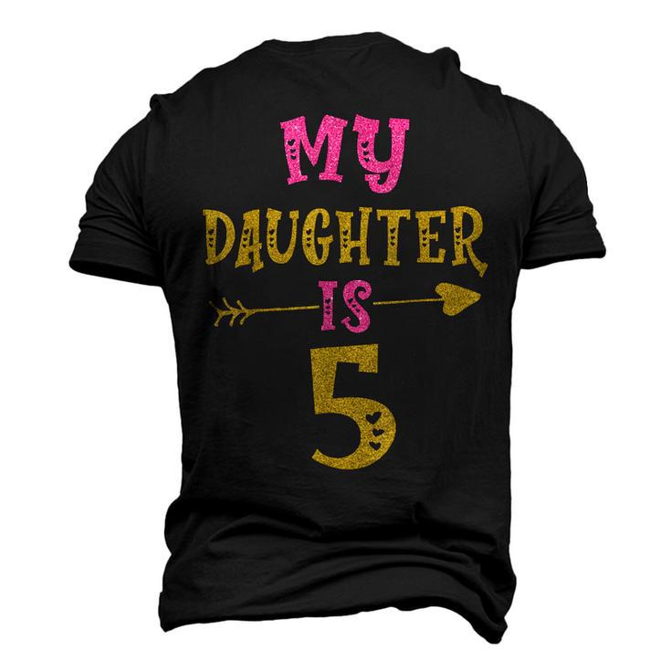 Hearts 5Th Bday For Daughter From Mom Dad Men's 3D T-Shirt Back Print