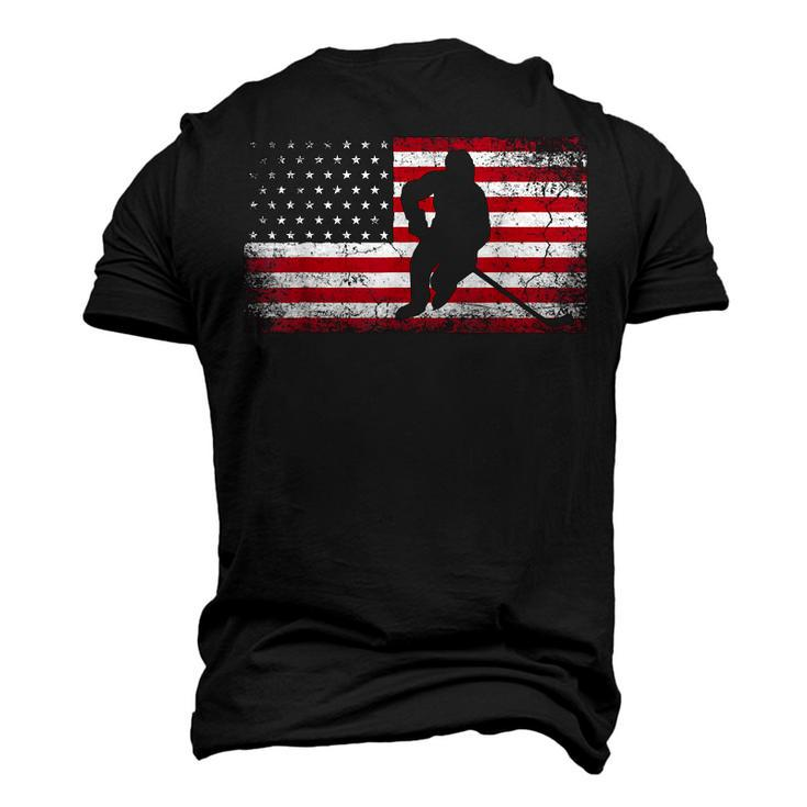 Hockey American Flag 4Th Of July Patriotic Usa Dad Men Son Men's 3D T-Shirt Back Print
