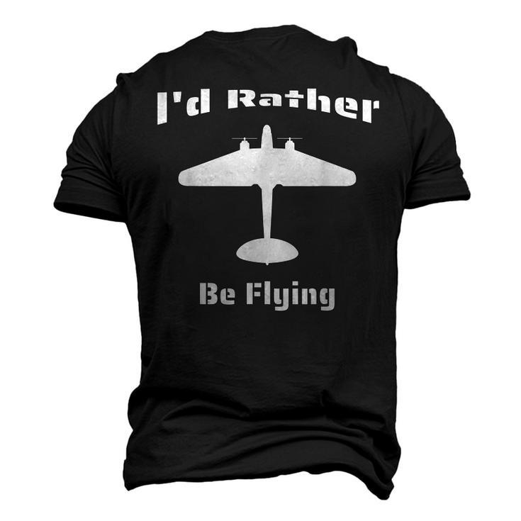 Id Rather Be Flying Vintage Military Airplane Silhouette Men's 3D T-Shirt Back Print