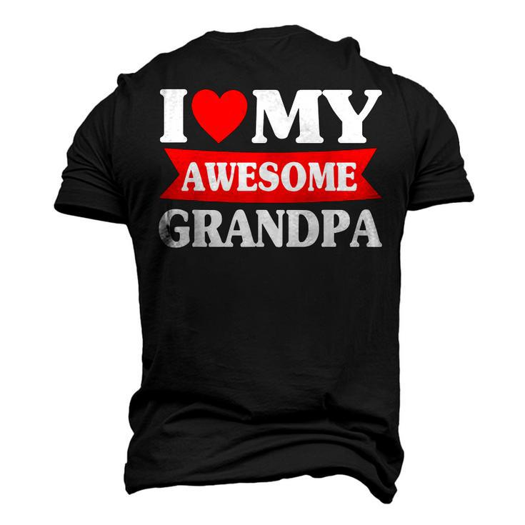 Kids Fathers Day I Love My Awesome Grandpa Red Heart Men's 3D T-Shirt Back Print